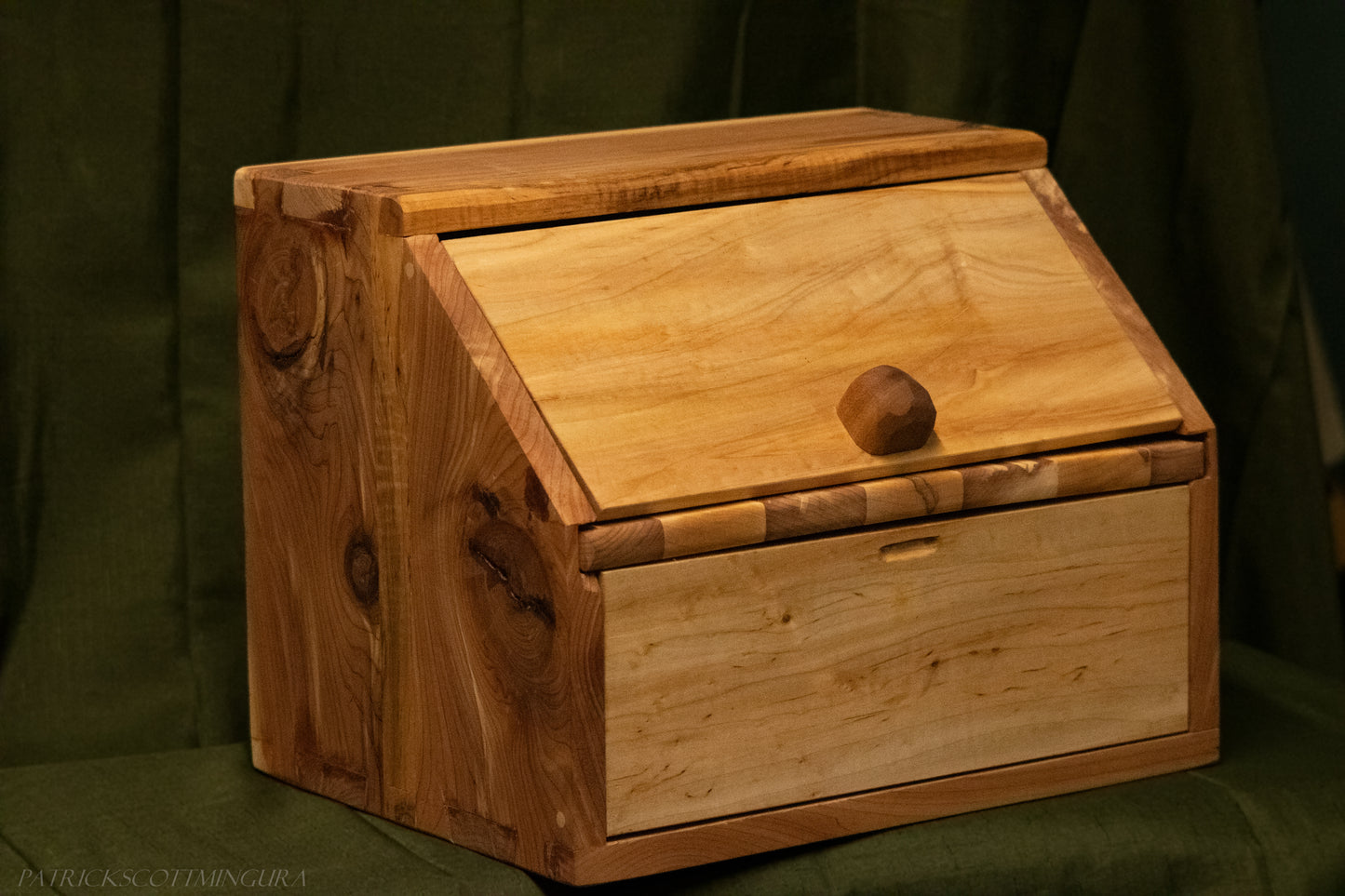 Handcrafted bread box, wood bread box, cutting board shelf, artisanal bread box for the kitchen